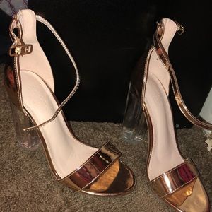 Gold heels w/ clear heel